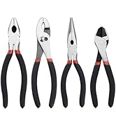 MFBJXC 4 Pack Precision Basics Pliers Set-8'' Slip Joint, 8''Long Needle Nose Pliers, 8'' Lineman...
