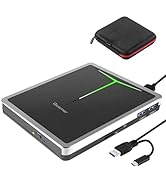 Guamar External CD DVD Drive, USB 3.0 USB-C CD/DVD+/-RW Burner Portable Optical Disk Drive CD ROM...