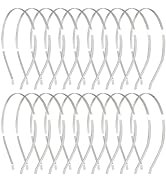 Lawie 20 Pack Bulk 5 MM Wide Thin Silver Gold Black Plain Blank Hard Metal Headbands Base Hair Ba...
