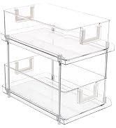 American Dream 2-Tier Sliding Drawer Organizer, Chrome &amp; Clear Under Sink Storage Rack, Pull-Out ...
