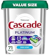 Cascade Platinum Dishwasher Pods, Dishwasher Detergent, Dish Detergent Soap, Fresh, 71 count