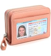DELIRSTYIN Genuine Wallet Women RFID Blocking Card Holder, Small Leather Womens Wallet with Zippe...