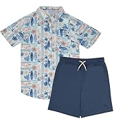 Tommy Bahama Boys Hawaiian Button Down Short Sleeve Shirt &amp; Elastic Waist Shorts Set, Casual 2-Pi...
