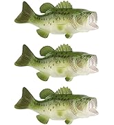 Uogw 3 Pack Fake Fish Simulated Sea Animal Models Green Large Mouth Bass Realistic Solid Plastic ...