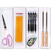 4 Pack - Simple Houseware Clear Plastic Drawer Organizers, 3.25"x 9.7"