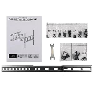 CONVENIENT SET OF ESSENTIAL MOUNTING ACCESSORIES Full-Motion Articulating TV Wall Mount