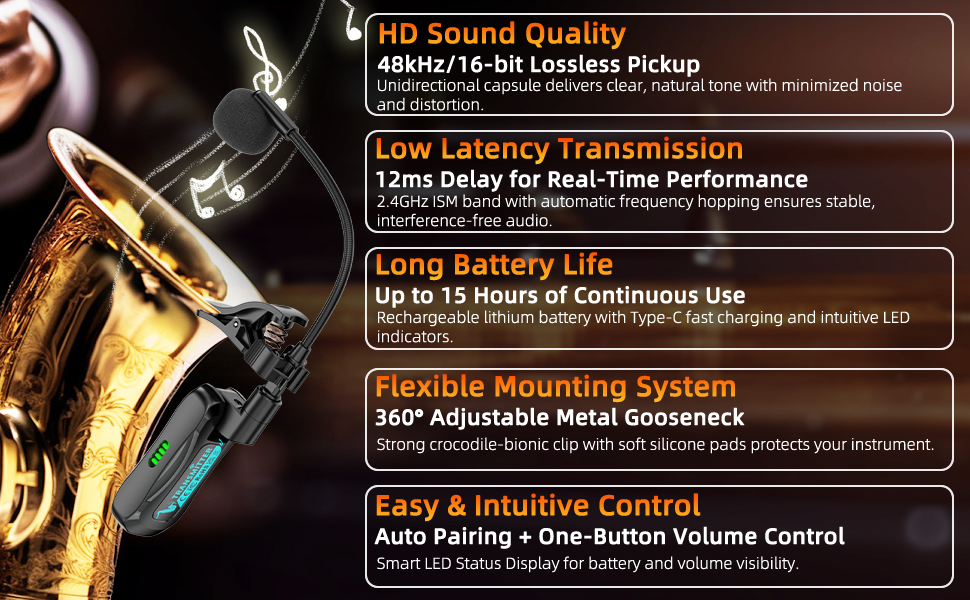 Wireless Acoustic Instrument Microphone System-2