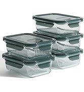 Martha Stewart Shadowbrook 5-Piece Borosilicate Glass Storage Container Set – Airtight Locking Li...