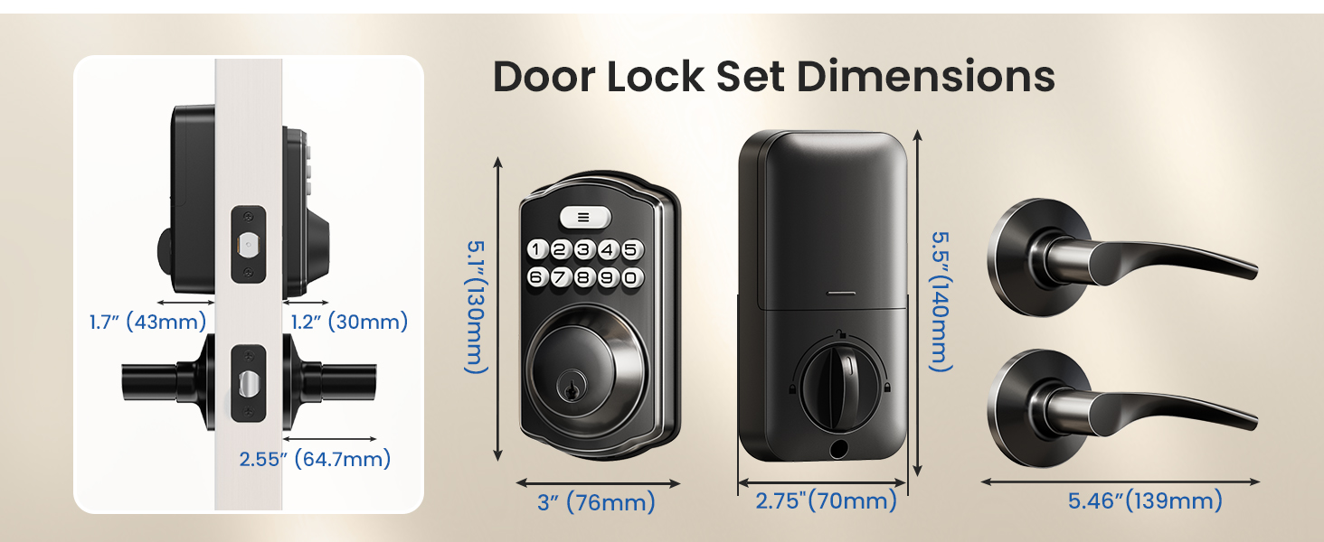 keyless entry door lock deadbolt with handle set