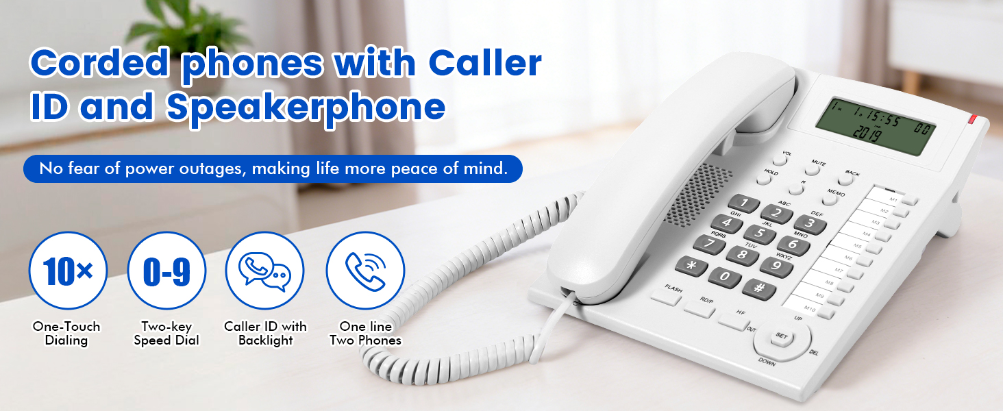 corded landline phone telephone with caller id speakerphone