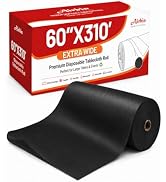 Plastic Table Cloth, Extra Wide 60 In X 310 Ft Black Plastic Tablecloth Roll with Any Cut Sliding...