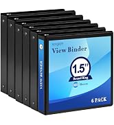 1.5 Inch 3-Ring Binder, 1-1/2 Inch Round Ring Binder with 2 Inside Pockets, 6 Pack White Binder, ...