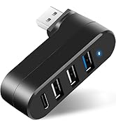 VIENON 4-Port USB 3.0 Hub [90°/180° Degree Rotatable], USB Splitter with 3 USB Ports & 1 USB C Po...