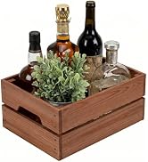 WOPITUES Wooden Crate,Wood Crates for Storage,Stackable Storage Bins and Pantry Organizers with H...