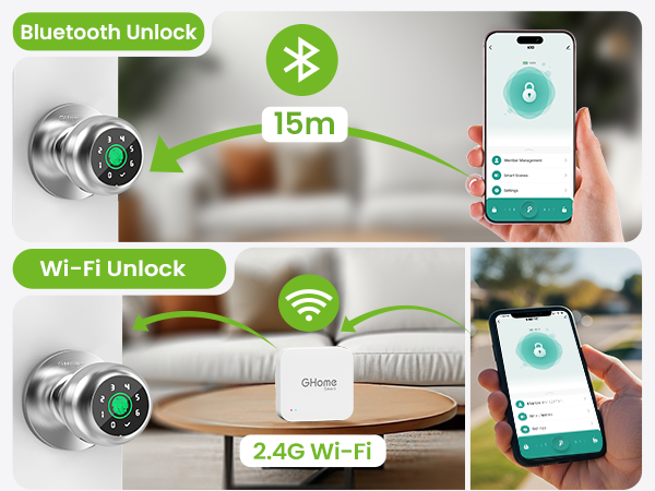ghome smart door knob for bedroom easy to use bluetooth connection
