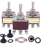 Taiss 3pcs Heavy Duty Toggle Switch DPDT ON/Off/ON 6 Terminal Metal Rocker Toggle Switch 20A 125V...