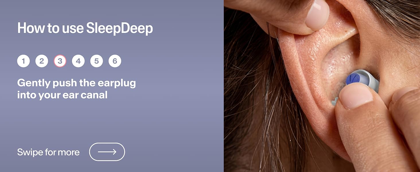 Steps on how to use Alpine SleepDeep sleeping ear plugs for side sleeper