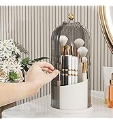 Bepod Makeup Brush Holder Organizer -360° Rotating Luxury Cosmetic Organizer With Lid Desktop Mak...
