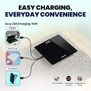 Rechargeable bathroom scale