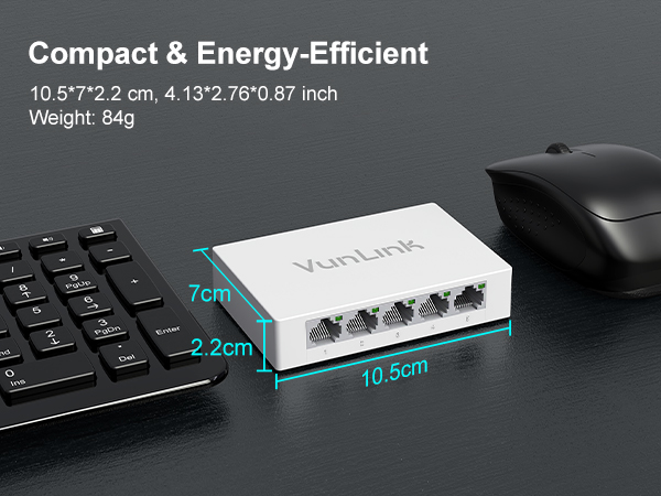 VunLink 5-Port Gigabit Unmanaged Ethernet Switch