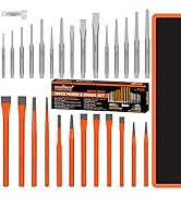 HORUSDY 28-Piece Heavy Duty Punch and Chisel Set, Including Taper, Cold Chisels, Pin, Center Punch