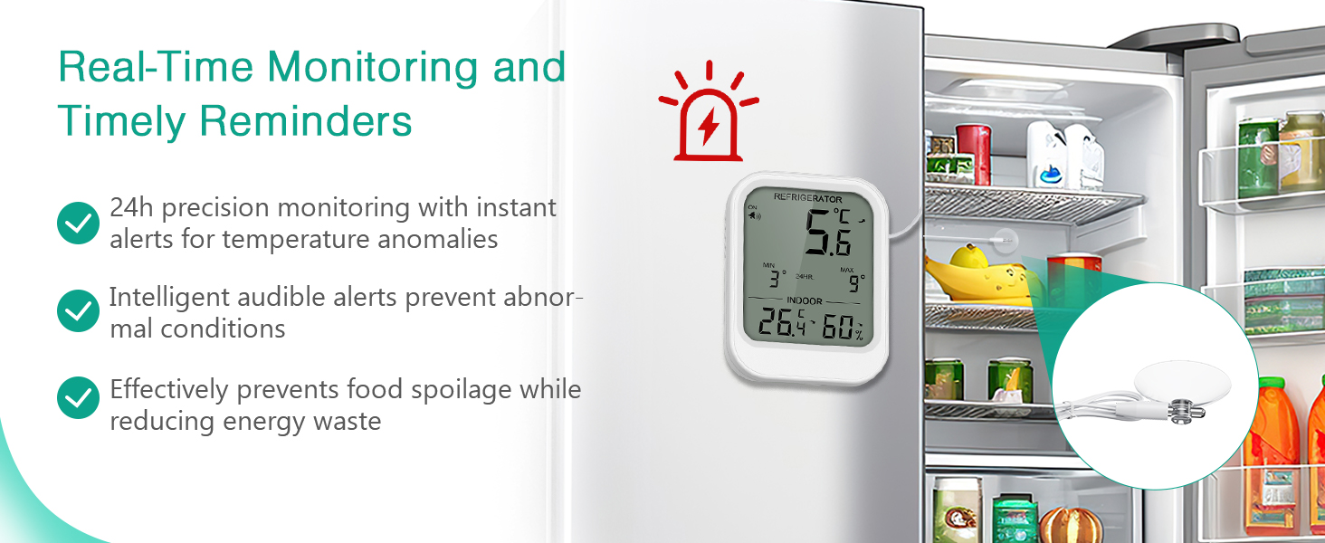 Digital Refrigerator Thermometer, Freezer Thermometer