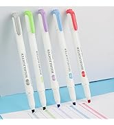 maikedepot Highlighters, 5pcs Cold Ink Highlighters Real Mild Highlighter Double Ended Marker Pen...