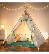 besrey Teepee Tent for Kids with Padded Mat&amp;Light String, Kids Tents Indoor Playhouse, Large Kids...