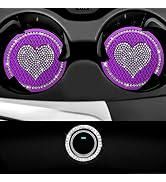 Car Cup Holder Coaster,2PCS Universal Heart Bling White Crystal Rhinestone Car Coasters &amp; Push to...