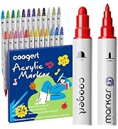 Coogert 24 Colors Dual Tip Acrylic Paint Markers,Fine Tip and Dot Tip Acrylic Paint Pens For Rock...