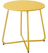 Meluvici Patio Small Side Table Waterproof Round Metal Steel Side Table Weather Resistant Portabl...