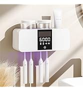 Smart Wall-Mounted Toothbrush Holder with Solar Charging, 4 Brush Slots &amp; 2 Cup, Multi-Function E...