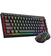 Redragon Wireless Gaming Keyboard and Mouse Combo, Bluetooth/2.4G/USB-C Wired, RGB Backlit, 60% P...