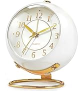 Azxb Analog Alarm Clock, Retro Small Desk Clock with Night Light, Backlight Cute Simple Metal Des...