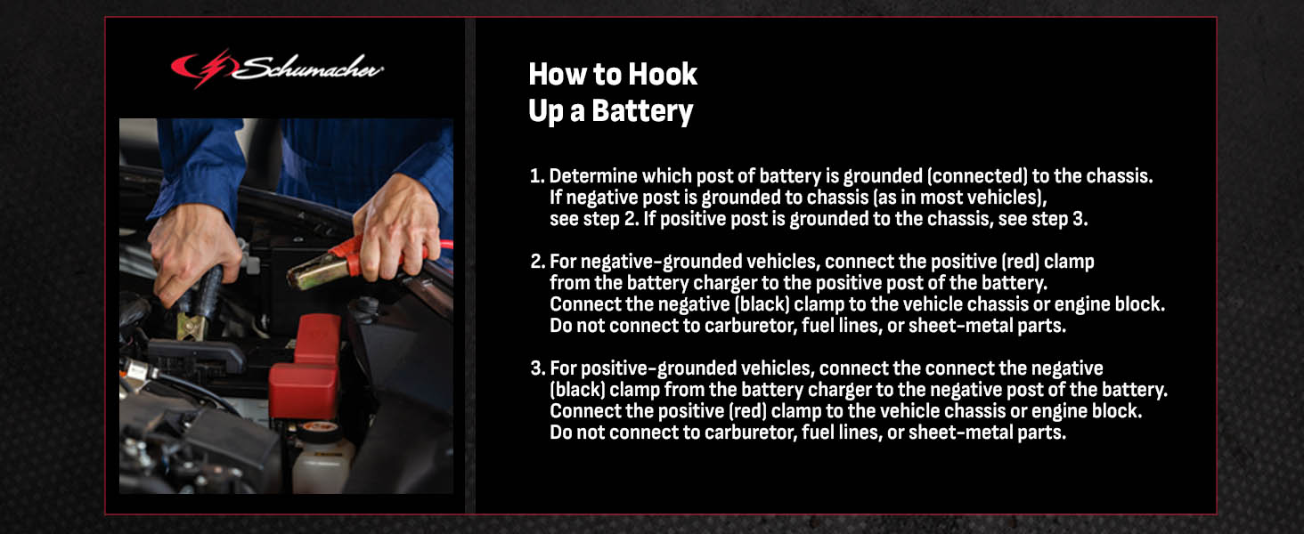 How to hook up a battery to the SP1297 car battery charger and maintainer.
