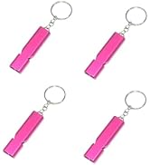 4Pcs Pink Aluminum Alloy Whistle Camping Supplies Double Tube Emergency Whistles Clear Loud Sound...