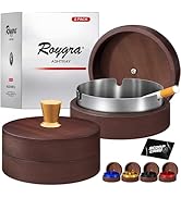 roygra Wooden Ash Tray with Lid (2 Pack), Outdoor Ashtray for Outside Patio, Smokeless Ashtrays f...