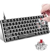 60% Mechanical Gaming Keyboard,Hot Swappable Compact 82 Keys Wired Mechanical Keyboard with White...