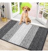 smiry Dog Door Mat for Muddy Paws, Absorbs Moisture and Dirt, Low-Profile Entryway Mat with Non-S...