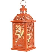 NEEDOMO Fall Decorations for Home, Orange Decorative Candle Lantern for Tabletop Mantel Decor, Vi...