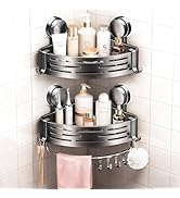 oycckko 2Pcs Corner Shower Shelves,Caddy Suction Cup,Shampoo Holder,Bathroom Organizer Shower Sto...