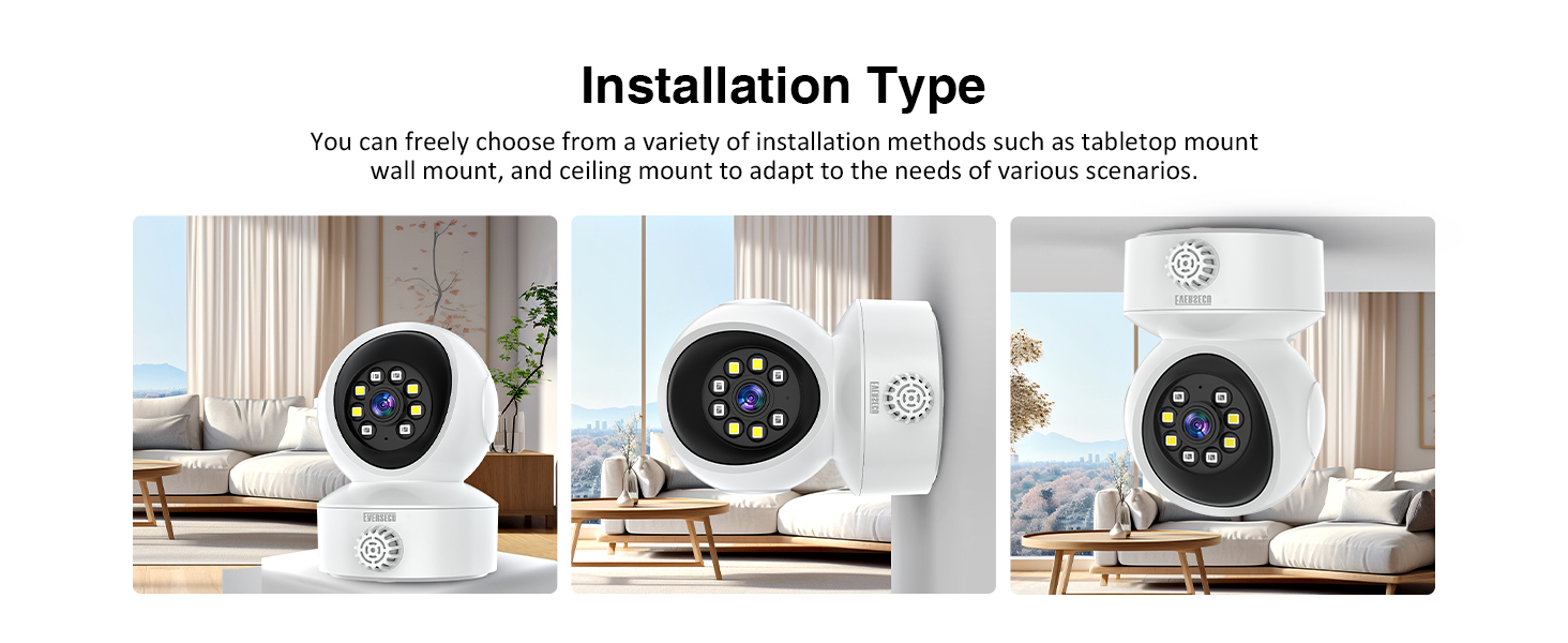 EVERSECU Smoke &amp; Gas Detection Home Security Camera with Sound Alarm 