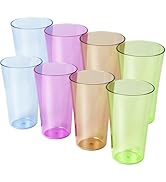 20oz Plastic Tumblers (Set of 8), Multiple Colors Reusable Water Cups, BPA-Free, Shatter-Proof, D...