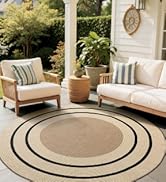LUMI Jute Area Rug 4ft Round for Living Room, Natural Braided Woven Rugs Non Slip, Neutral Farmho...