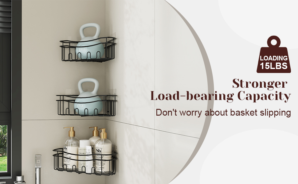 STAHLHEART BLACK CORNER SHOWER CADDY