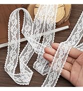 LYXMYGS Lace Trim Ribbon, 20-Yard White Lace Ribbon, 1 Inch Width White Laces Trims Delicate Flor...