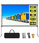 GZKYYLEGS Projector Screen with Stand,100 Inch Outdoor Projector Screen and Stand,Thickened Wrink...