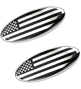 Diamall 2 PCS Car Front Grill Rear Tailgate Emblem, 9" Oval American Flag Emblem, Ford Badge Repl...