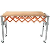 Adjustable Conveyor Roller Table, Flexible and Extendable Conveyor Roller Stand W/4 Wheels, Adjus...