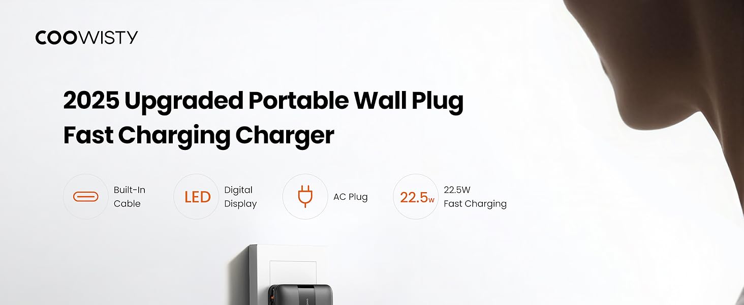 2025 Upgraded Portable Wall Plug Fast Charging Charger-Black